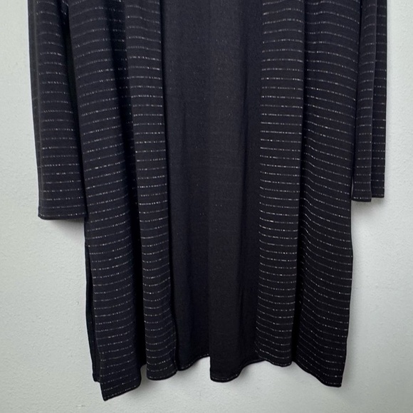 J.Jill Luxurious Wearever Ottoman-Knit Open-Front Cardigan Duster Black/Silver M - Picture 5 of 13
